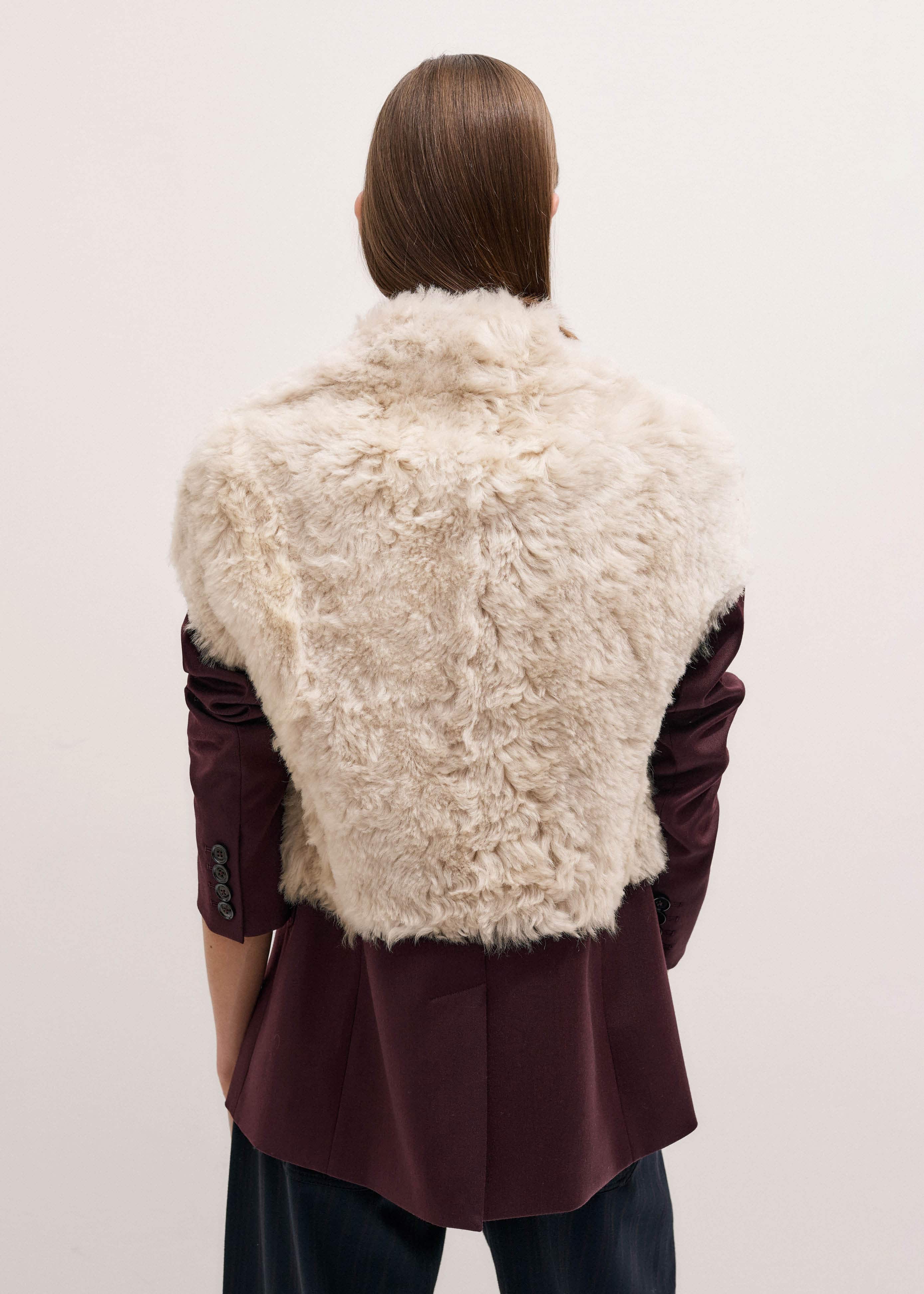 Cream Shearling Evening Layering Shrug
