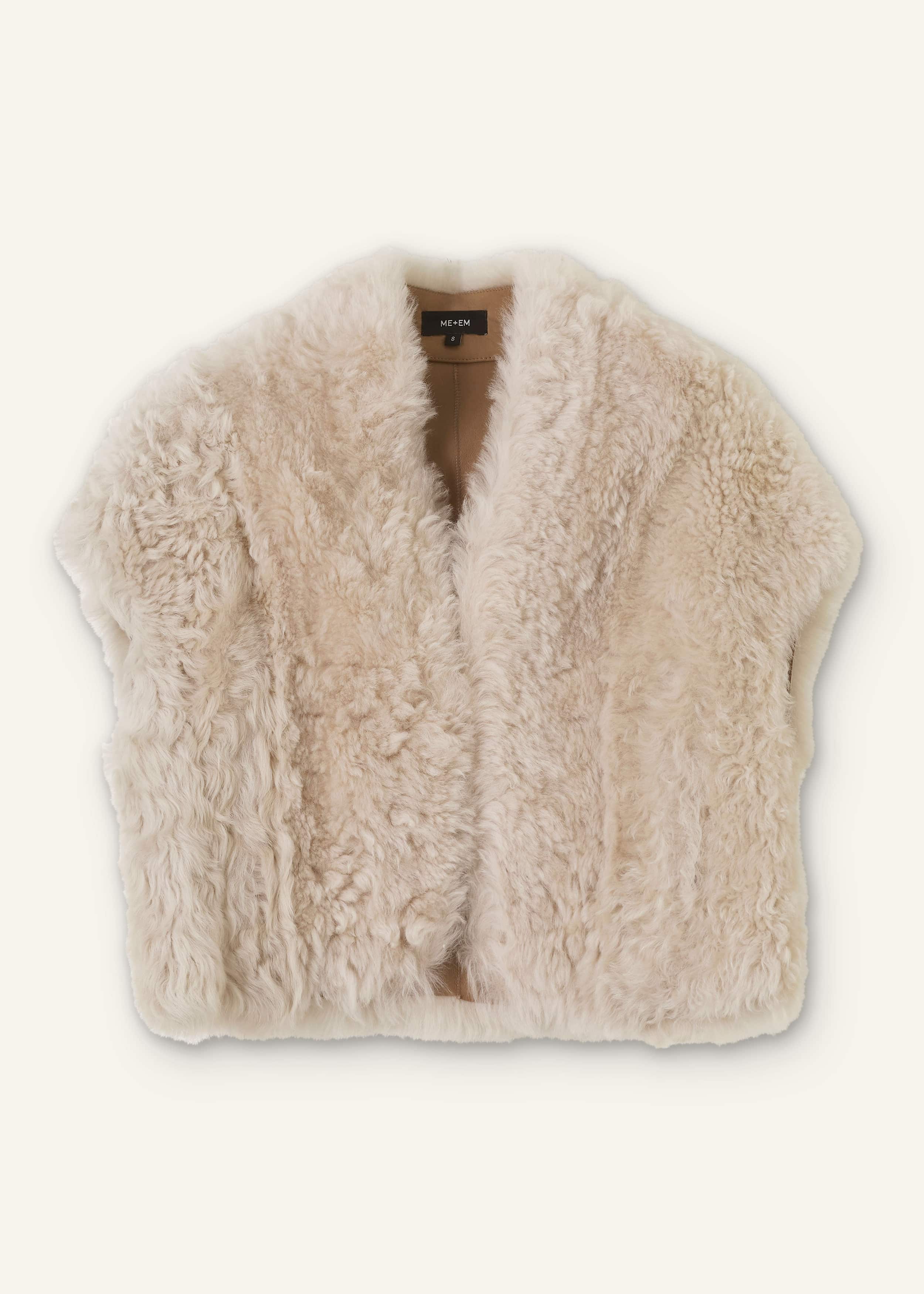 Cream Shearling Evening Layering Shrug