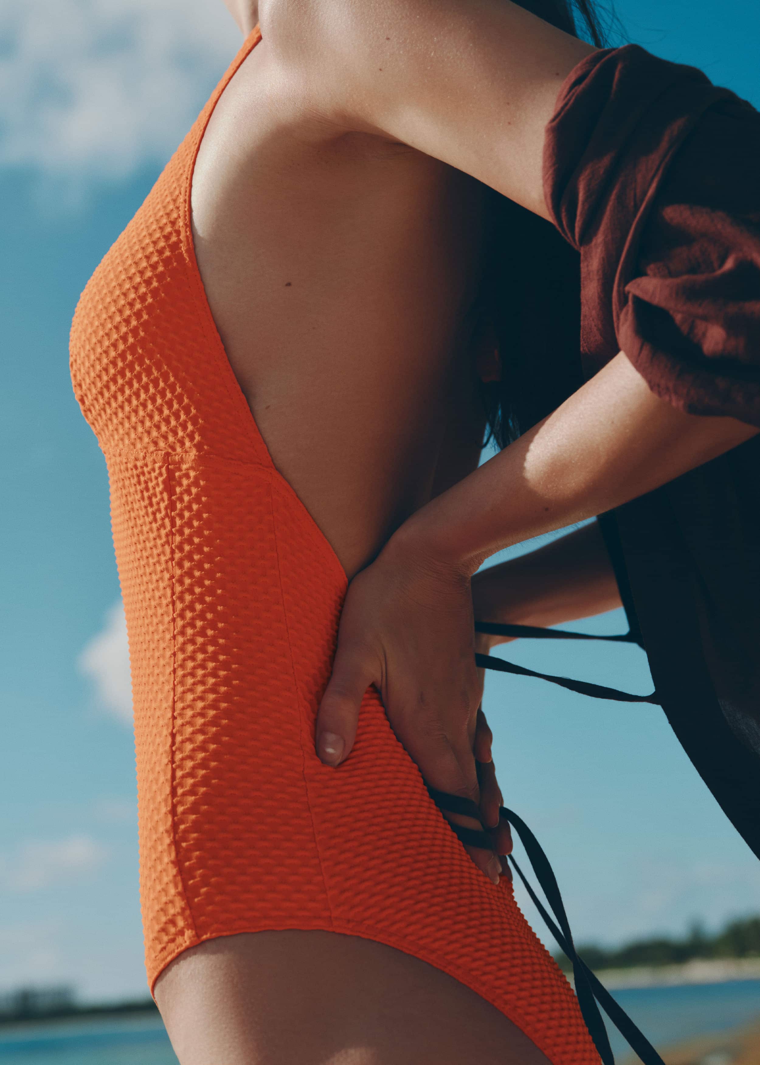 Orange Halterneck Swimsuit