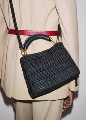 Black Raffia Mini Day Bag