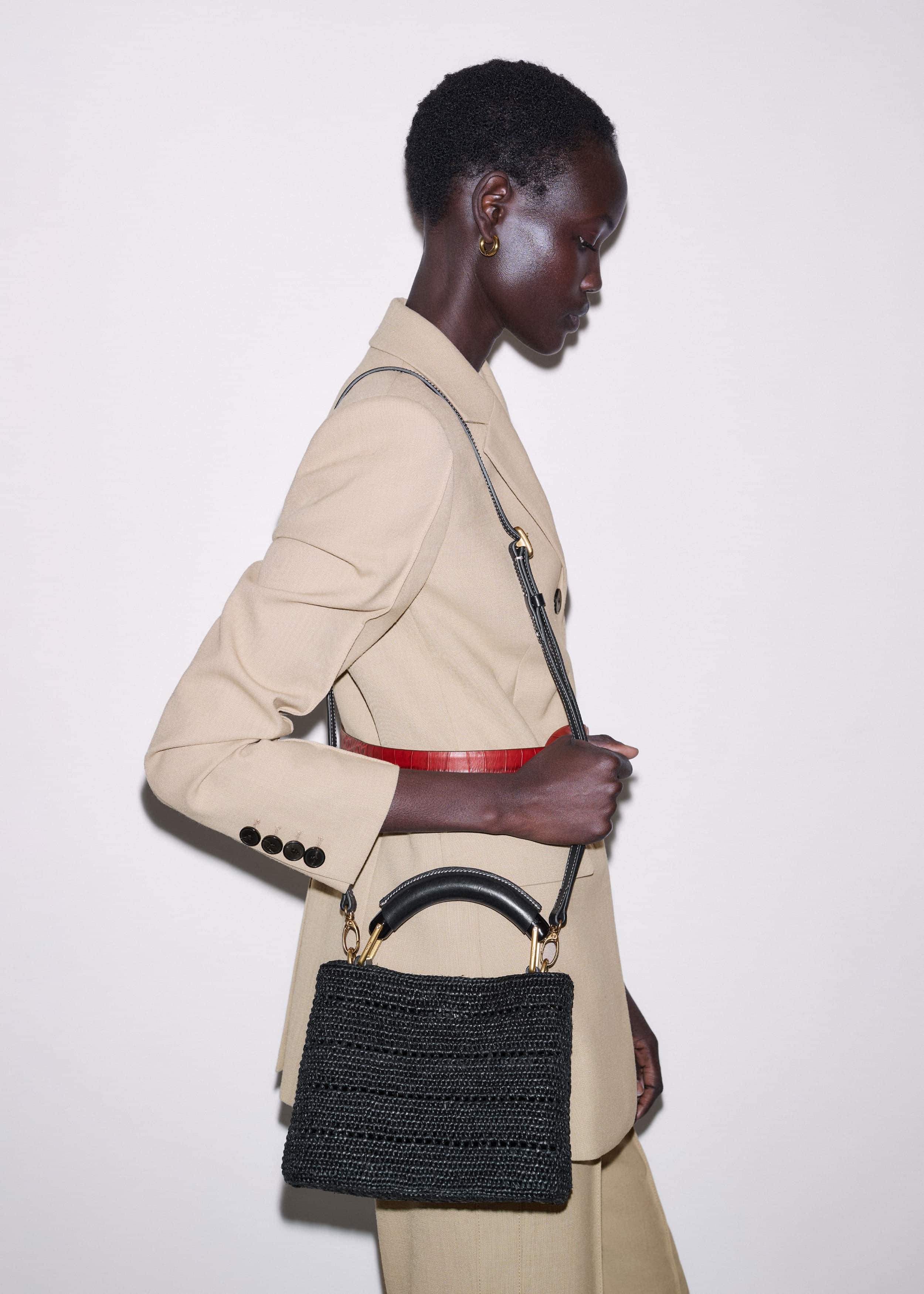 Black Raffia Mini Day Bag