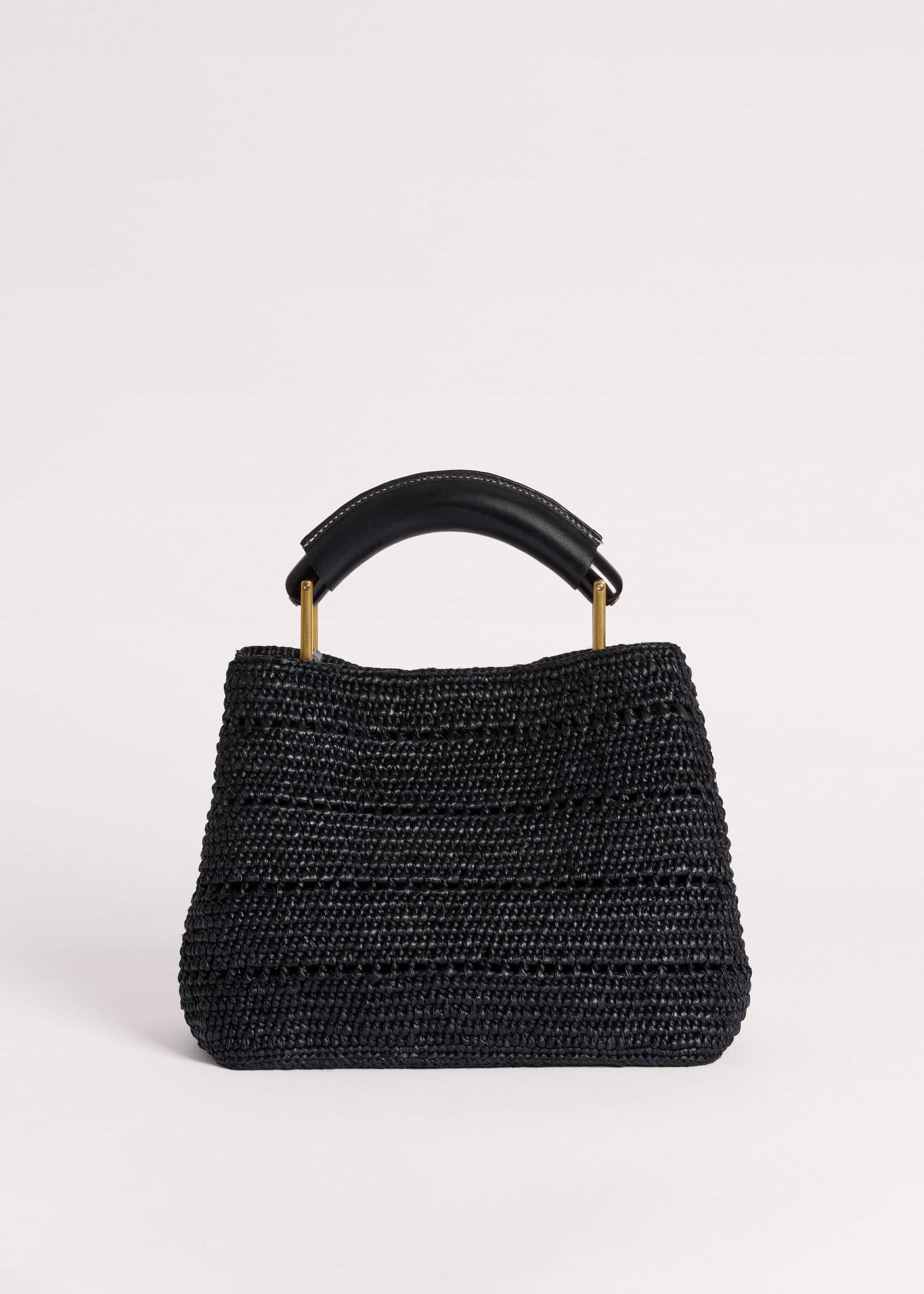 Black Raffia Mini Day Bag