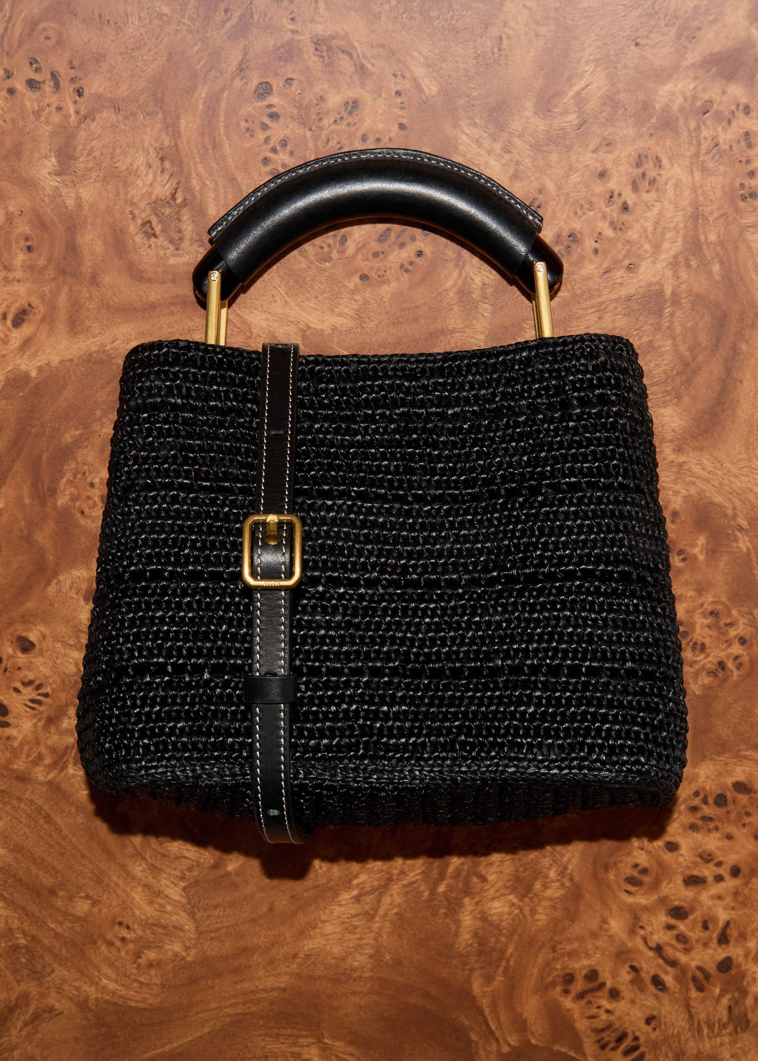 Black Raffia Mini Day Bag