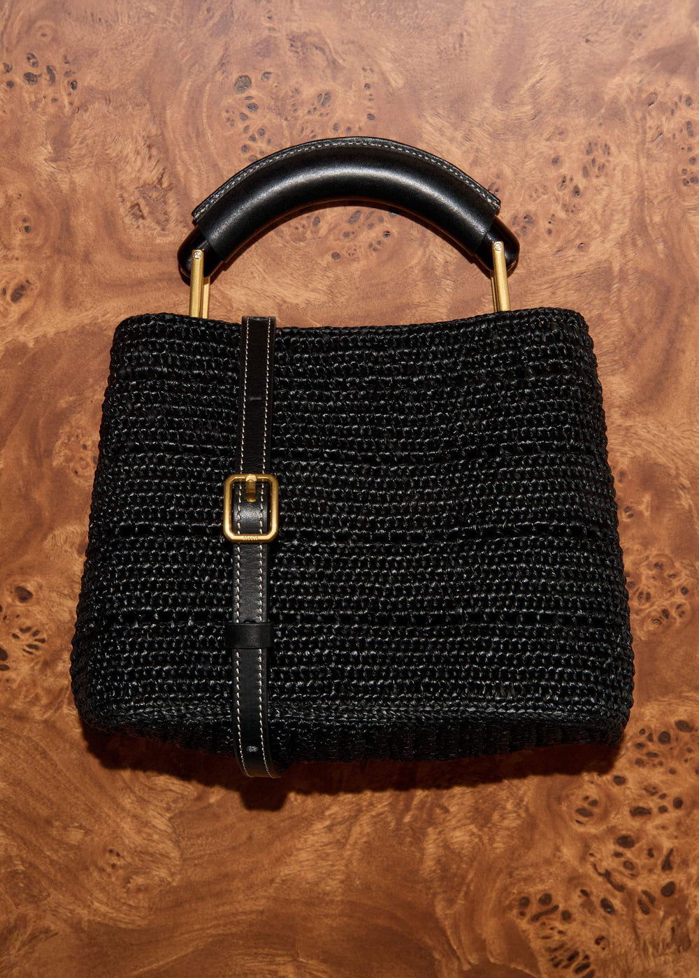 Black Raffia Mini Day Bag