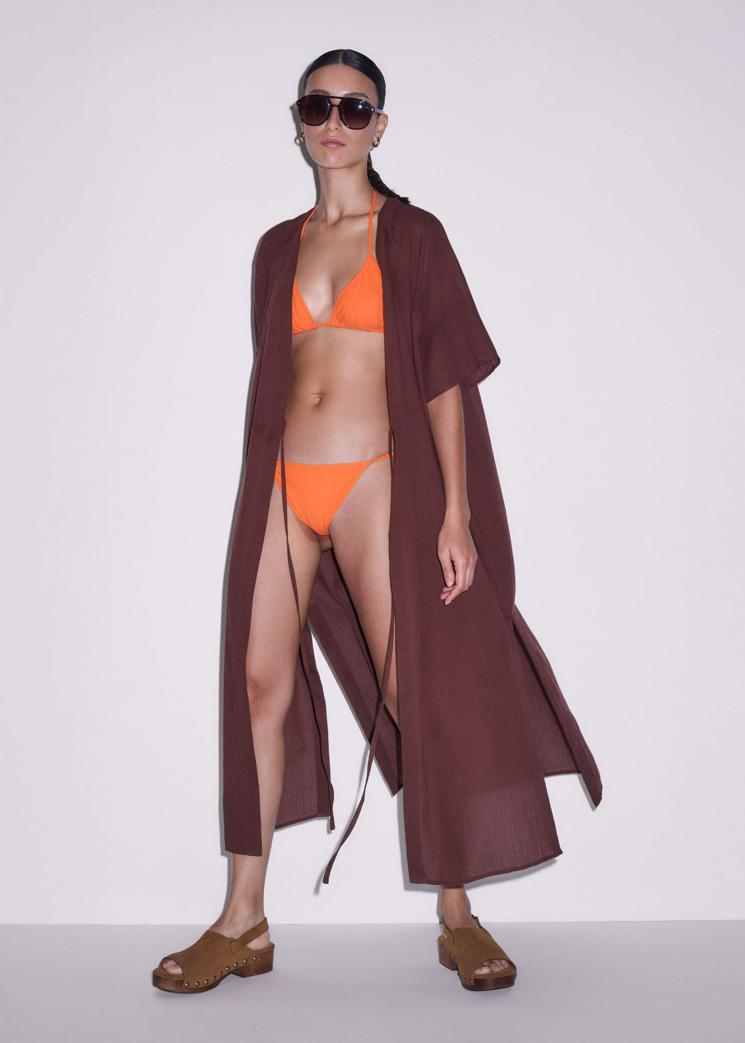 Cinnamon Brown Tie Front Maxi Cover Up