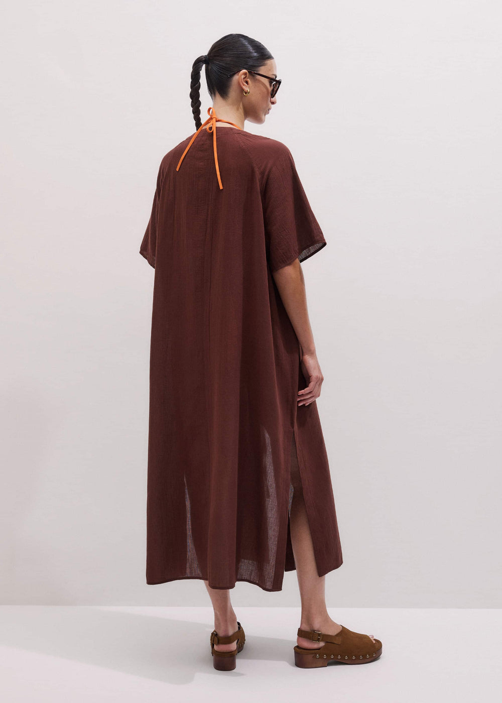 Cinnamon Brown Tie Front Maxi Cover Up
