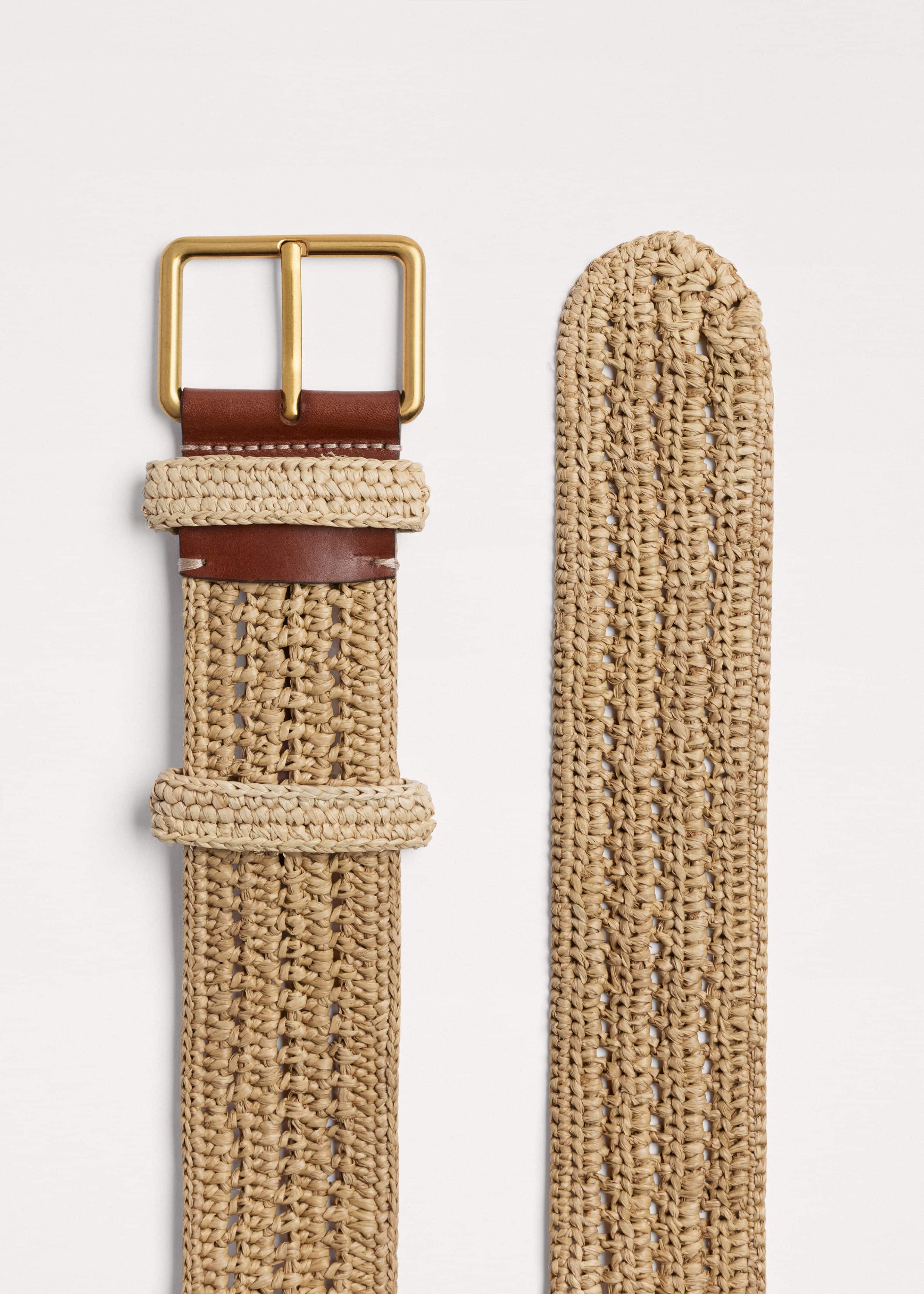 Tan Raffia Wide Summer Belt