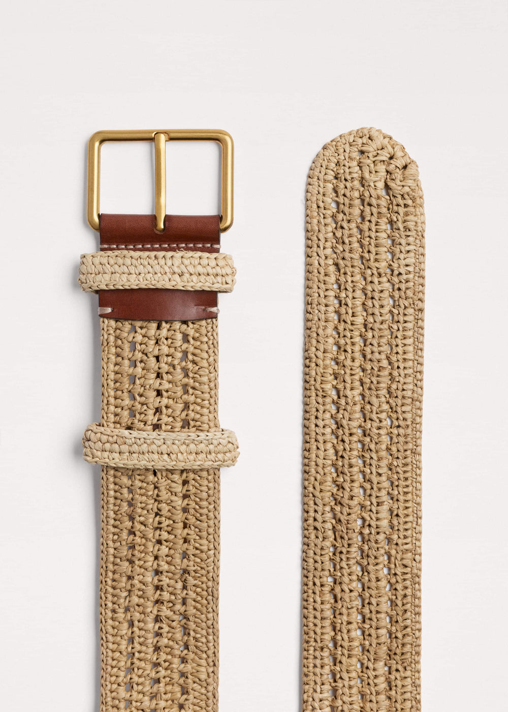 Tan Raffia Wide Summer Belt