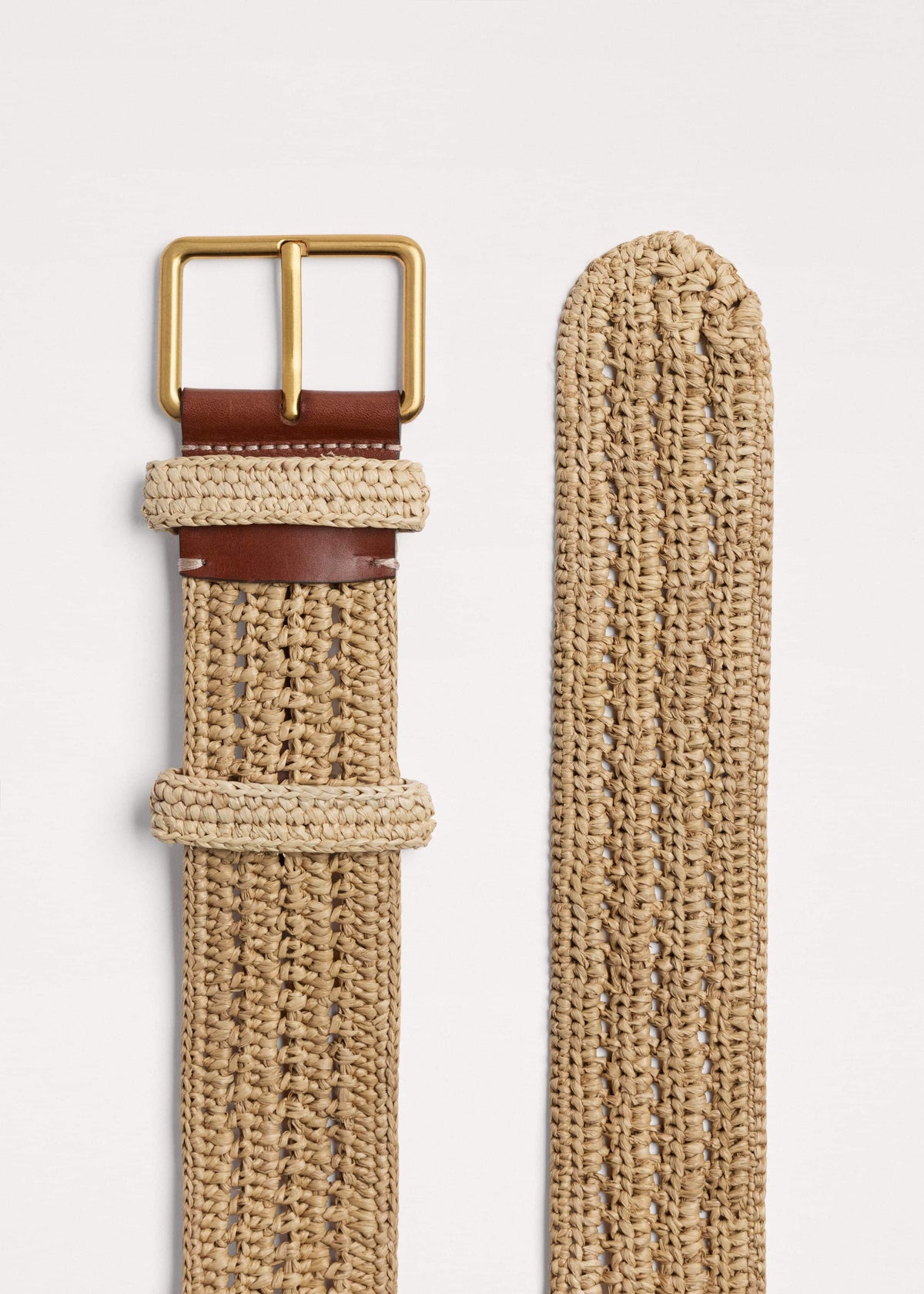 Tan Raffia Wide Summer Belt