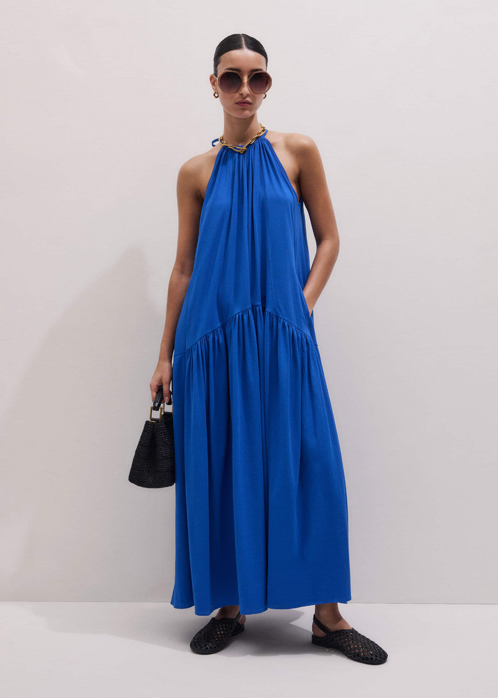 Blue Halterneck Maxi Dress