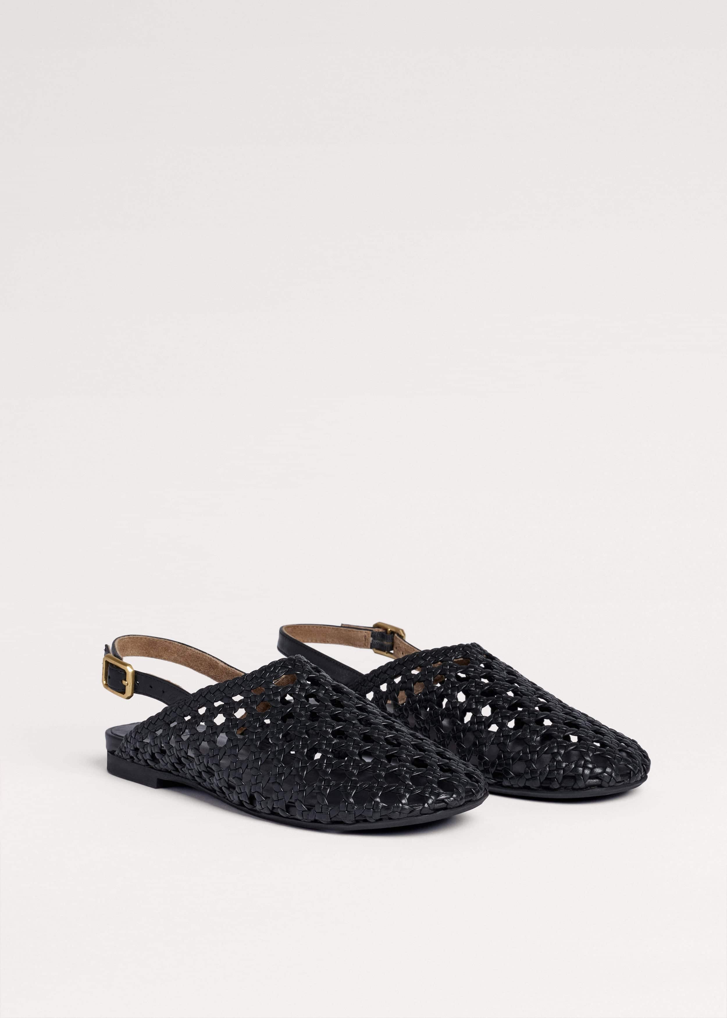 Black Woven Slingback Shoe