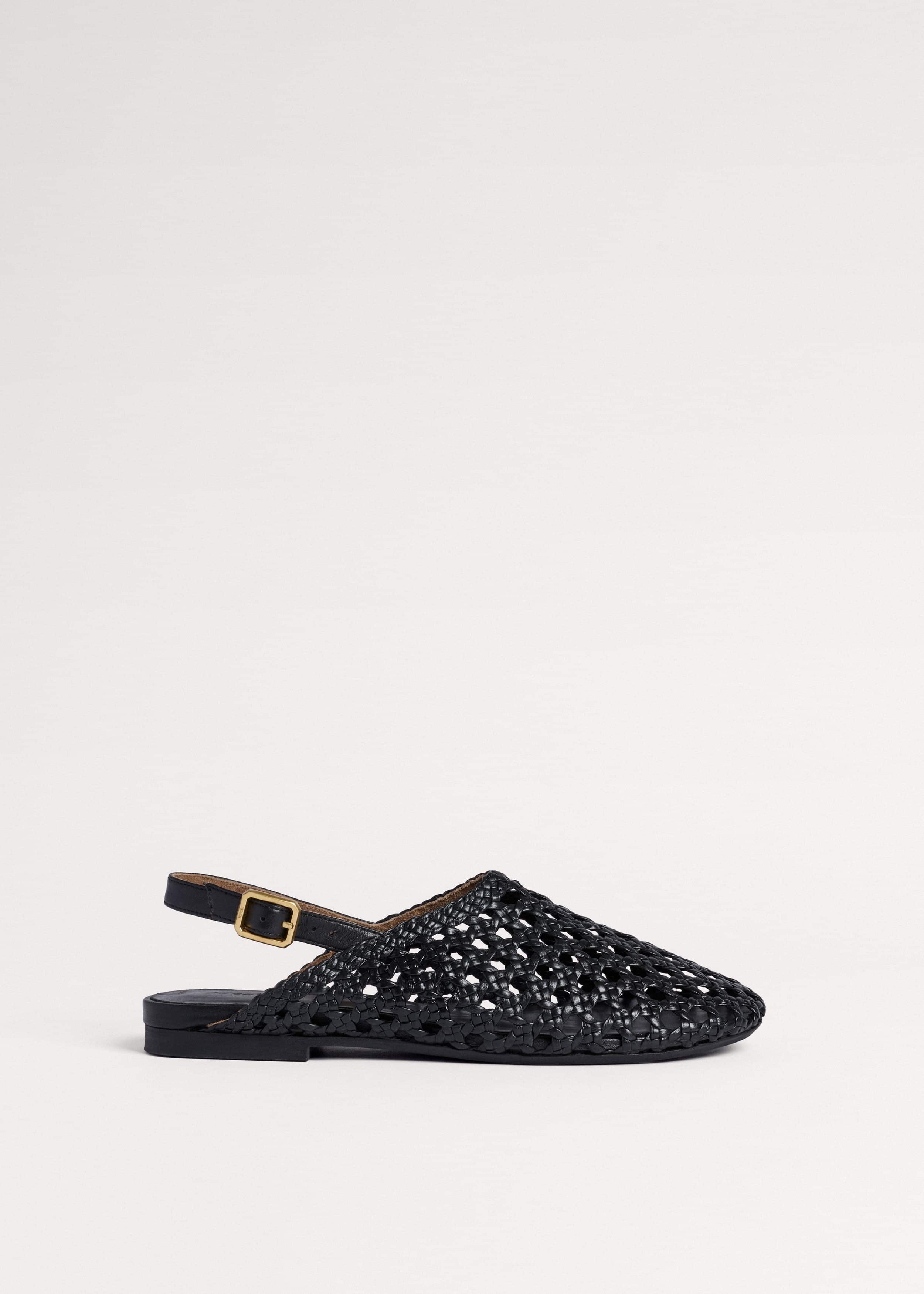 Black Woven Slingback Shoe