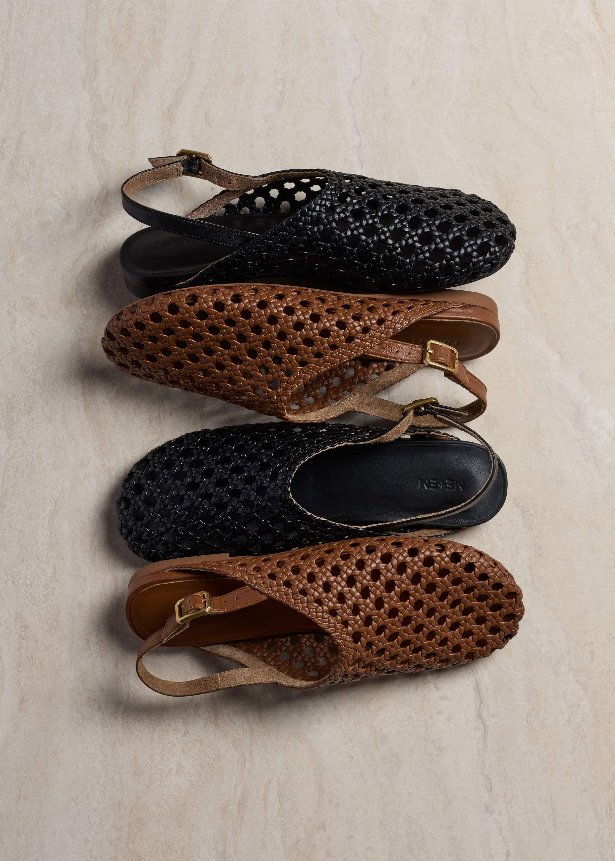 Black Woven Slingback Shoe
