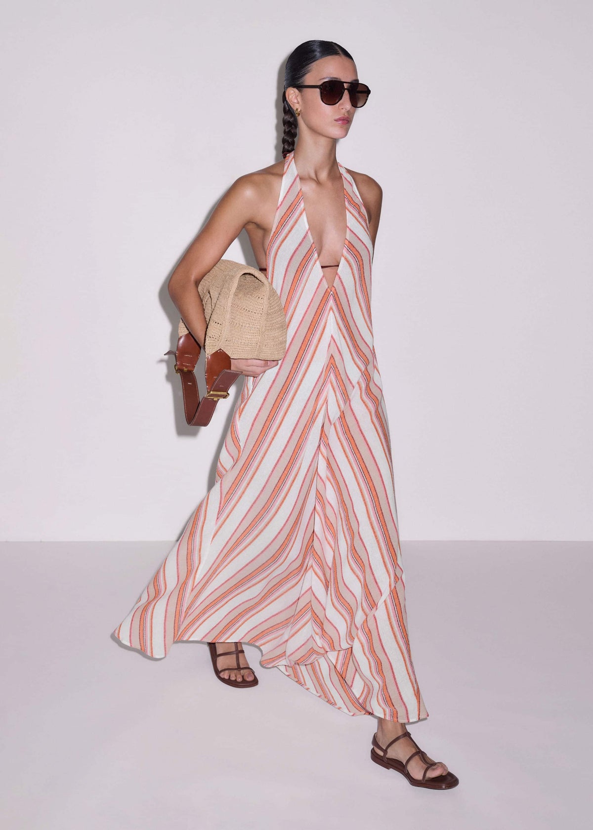 Pink Halter Maxi Beach Dress