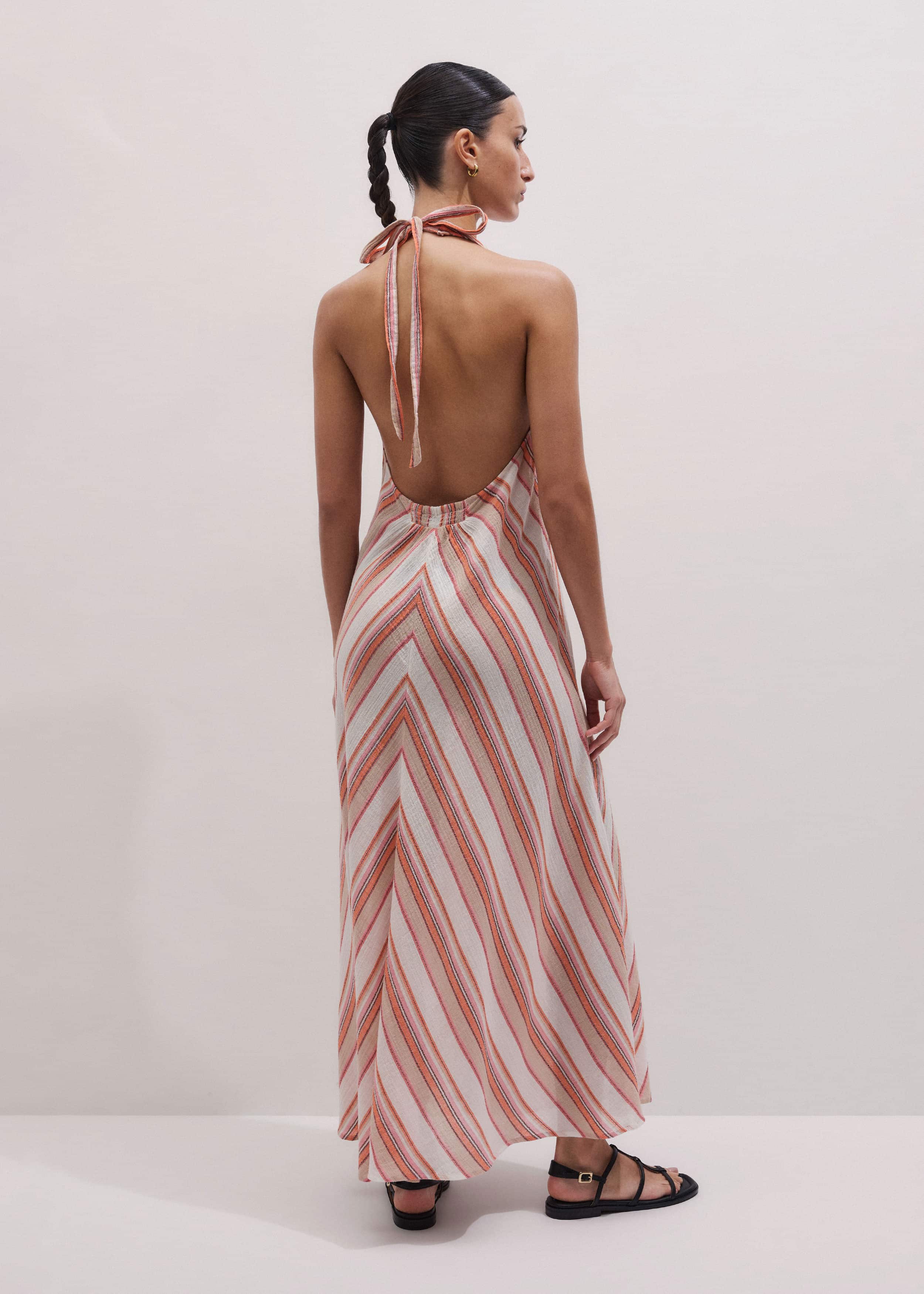 Pink Halter Maxi Beach Dress