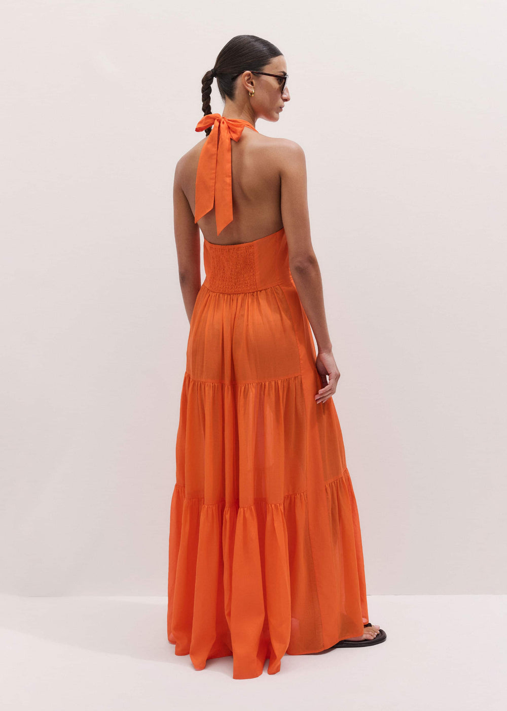 Orange Tiered Maxi Beach Dress