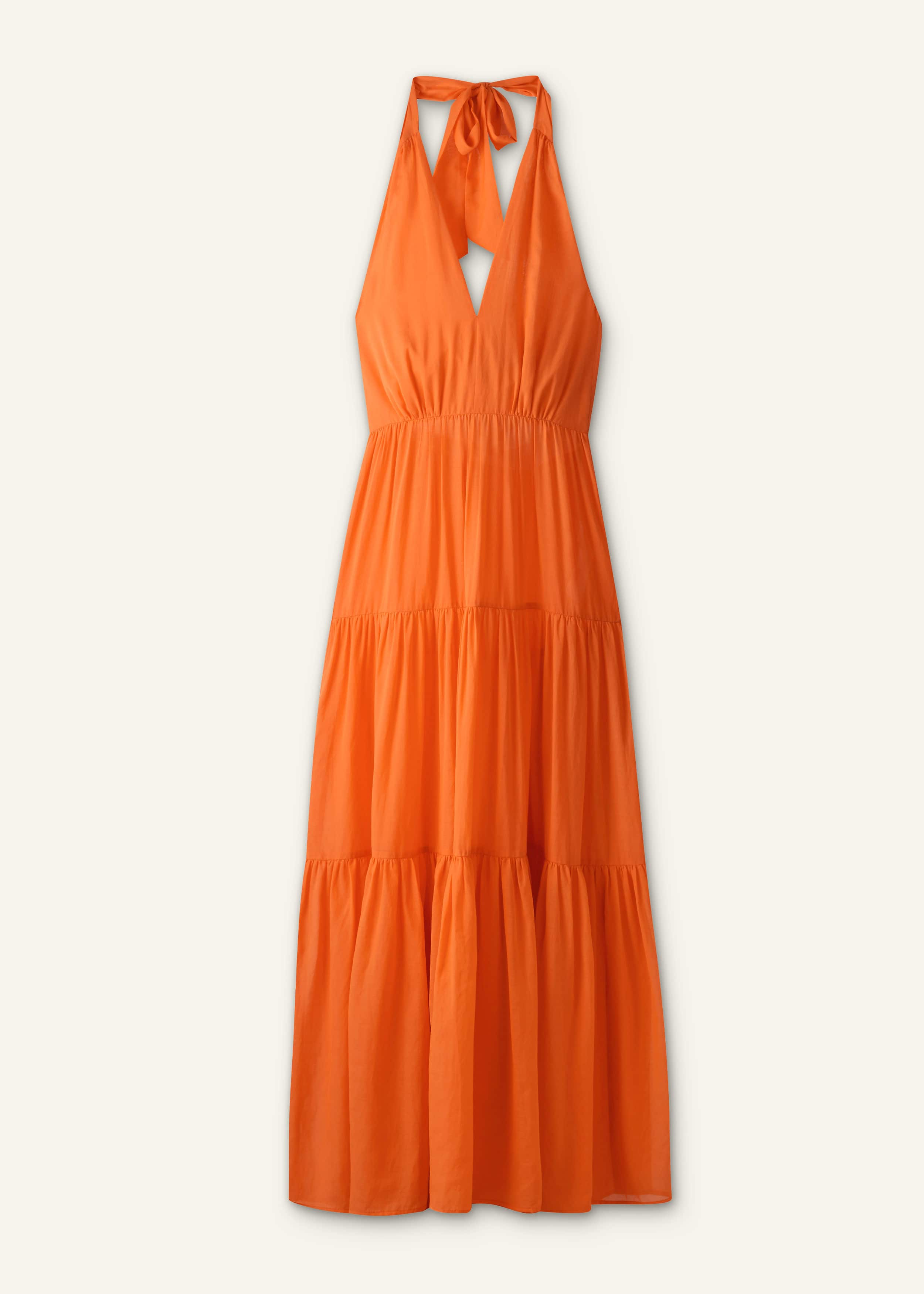 Orange Tiered Maxi Beach Dress