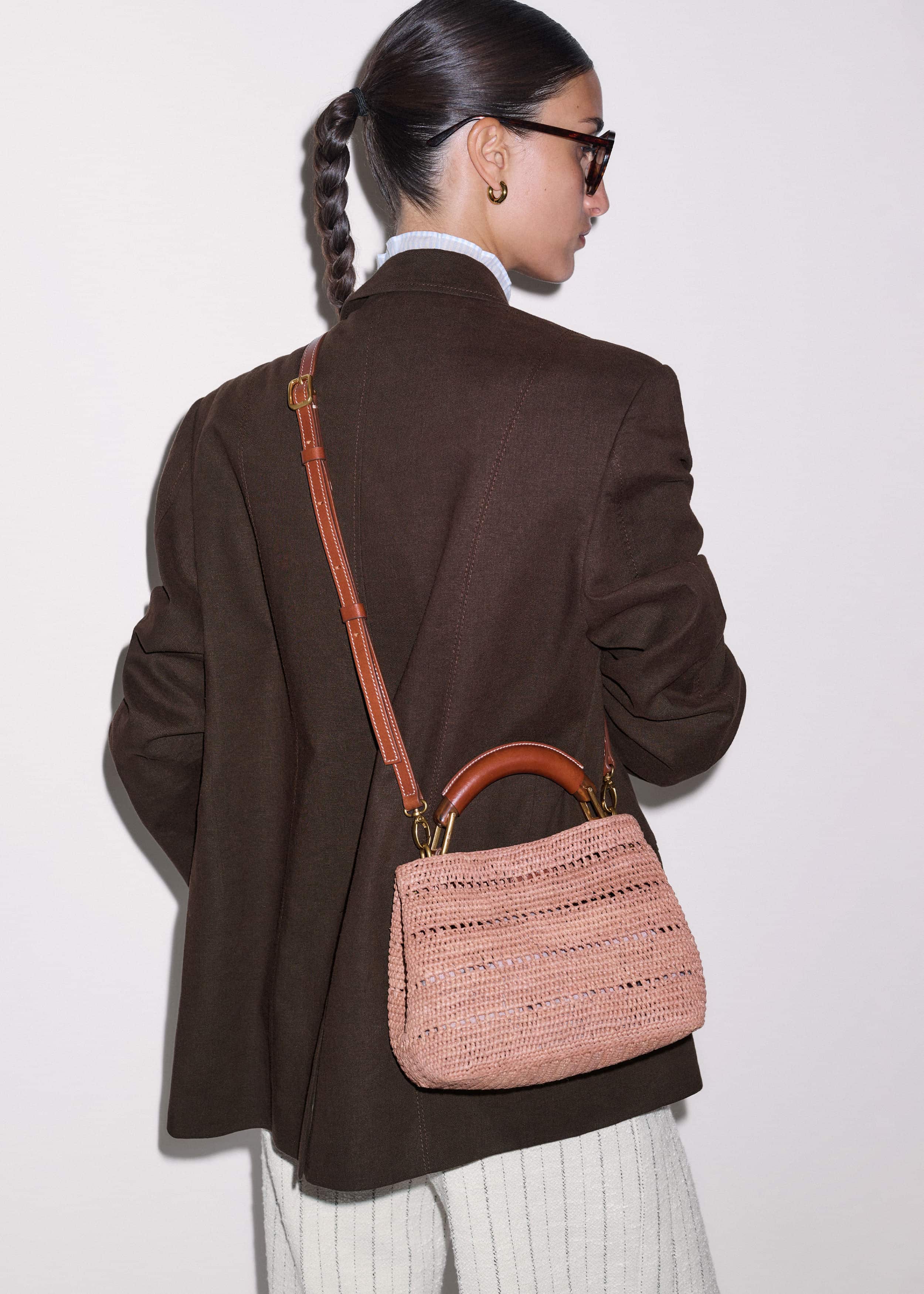 Pink Raffia Mini Day Bag