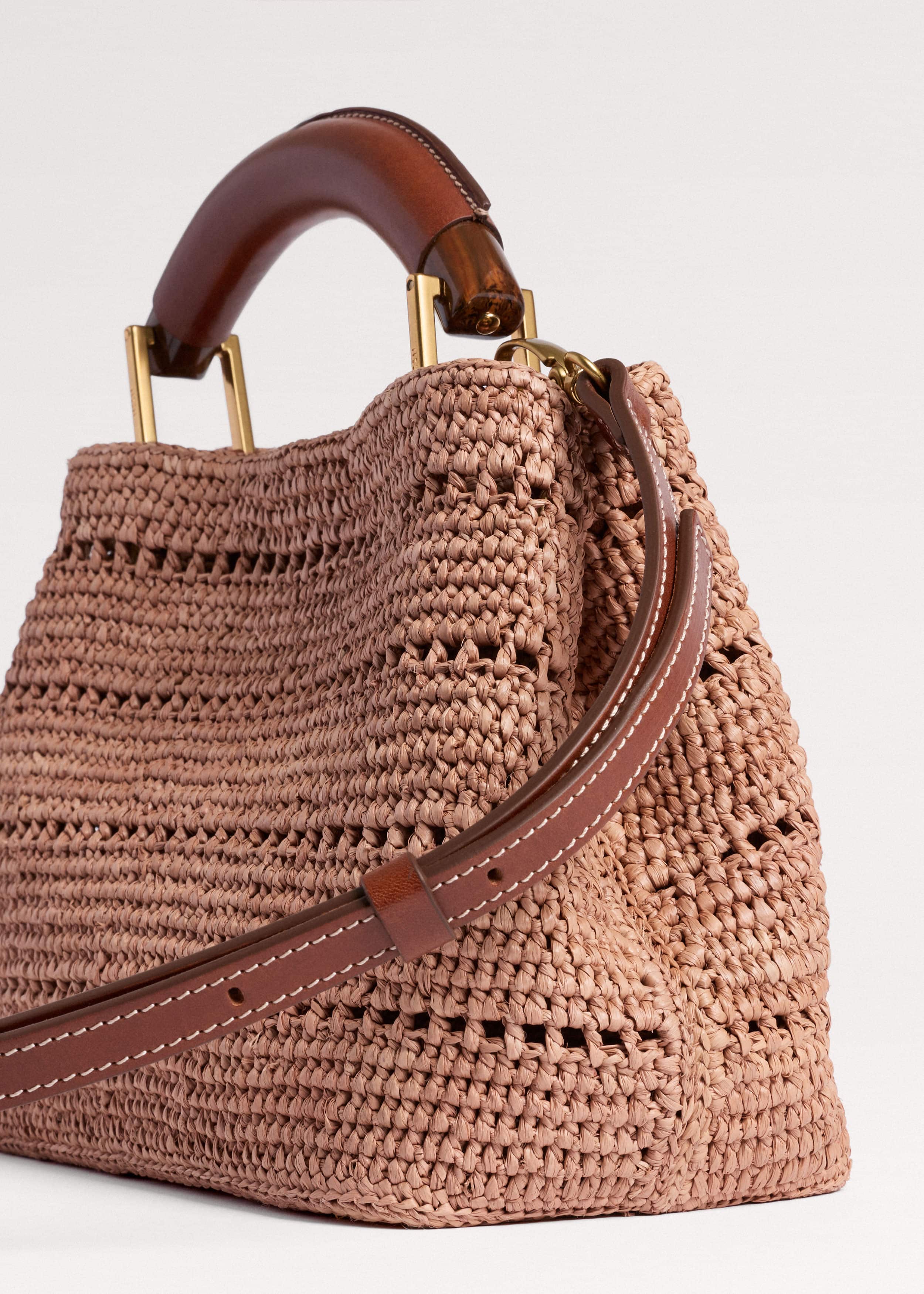 Pink Raffia Mini Day Bag