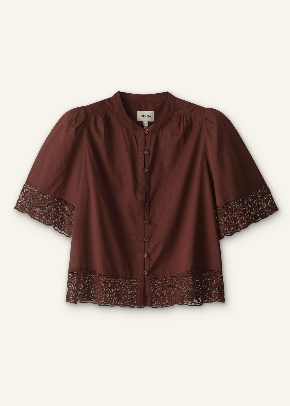 Cinnamon Brown Lace Trim Crop Top