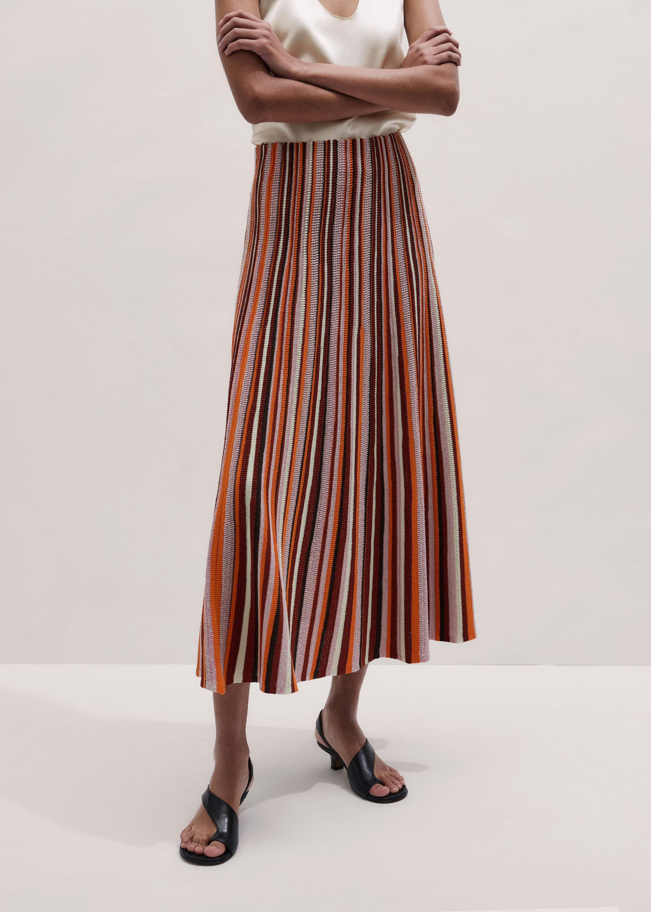 Cinnamon Stripe Knit Maxi Skirt