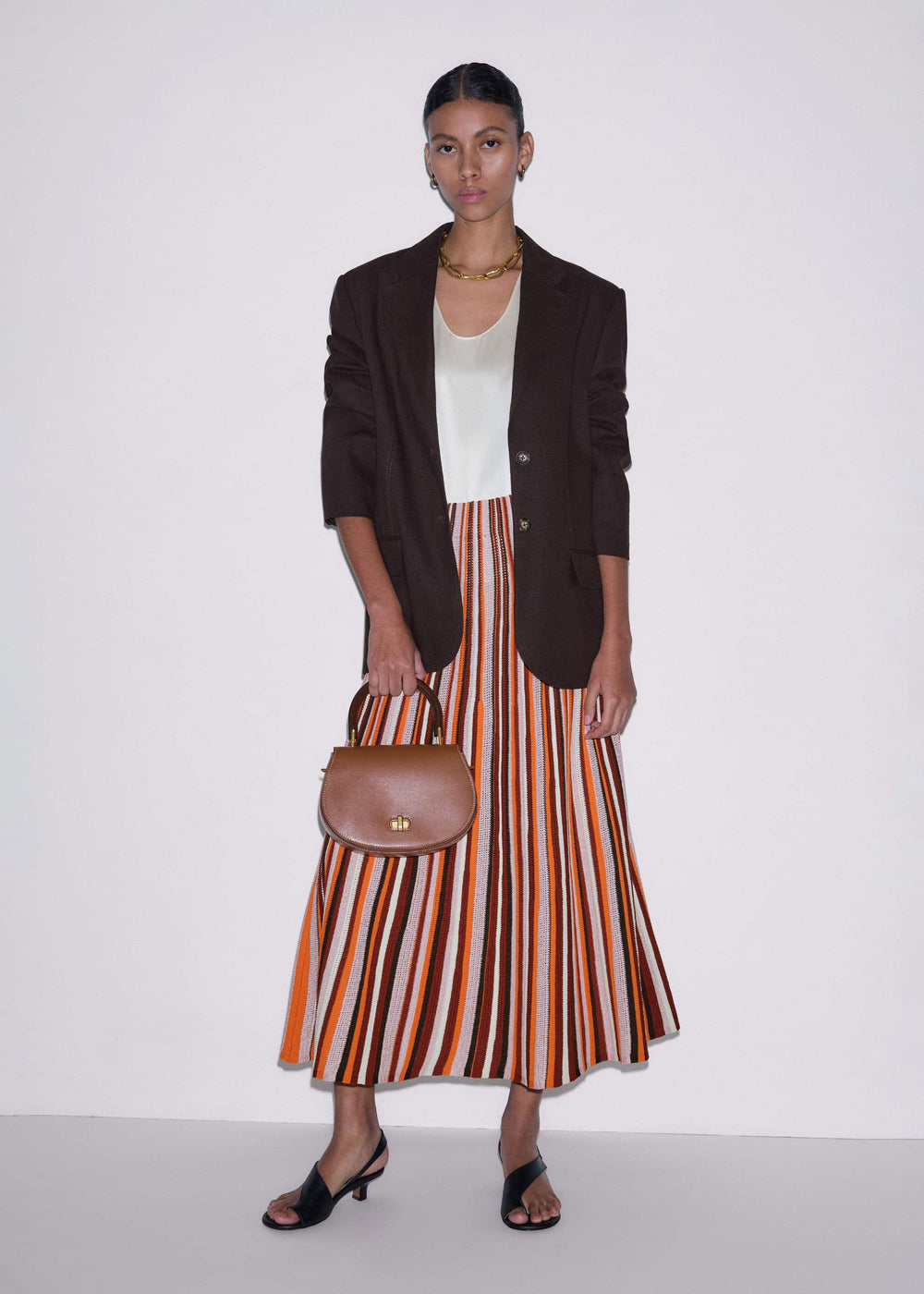 Cinnamon Stripe Knit Maxi Skirt