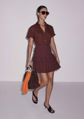 Cinnamon Shirred Mini Skirt