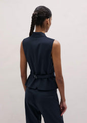 Navy Pinstripe Wrap Vest