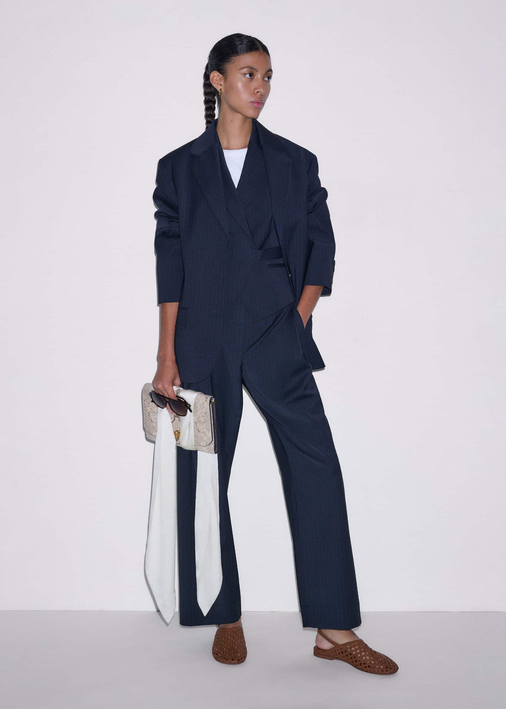 Navy Pinstripe Wrap Vest