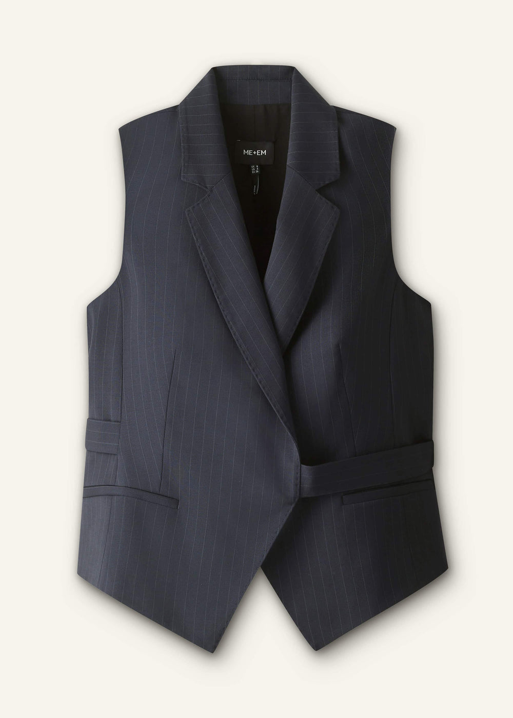 Navy Pinstripe Wrap Vest