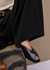 Black Peep Toe Flat