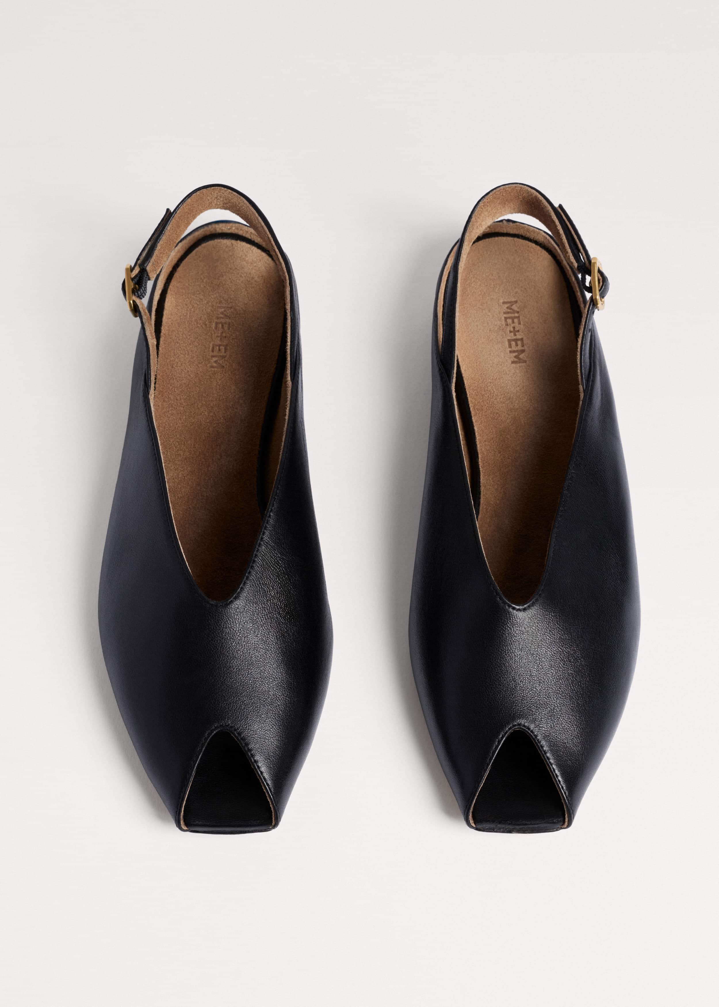 Black Peep Toe Flat