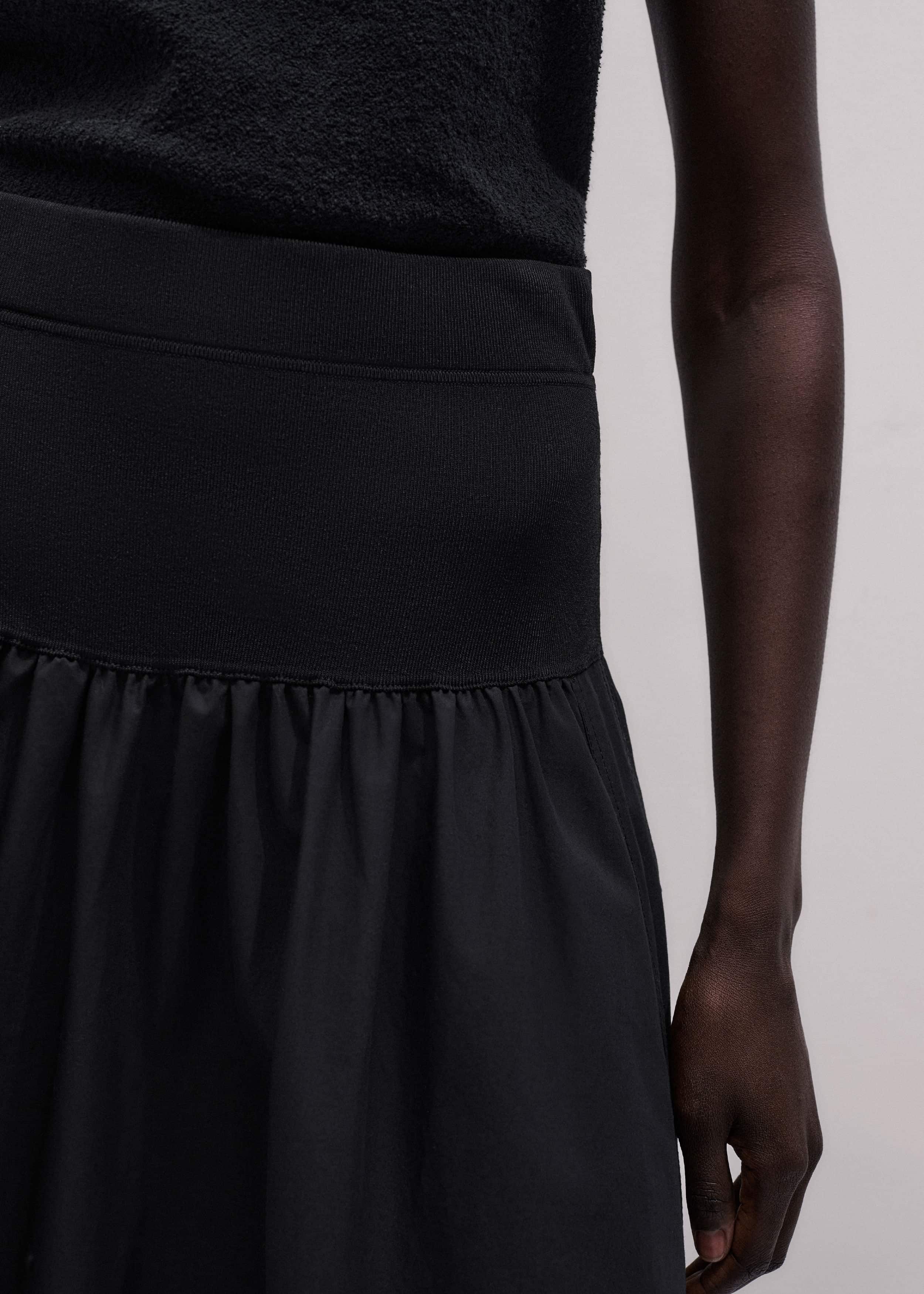 Black Mixed Media Maxi Skirt