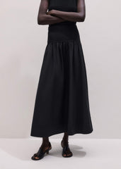 Black Mixed Media Maxi Skirt
