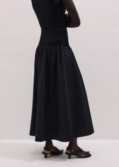 Black Mixed Media Maxi Skirt