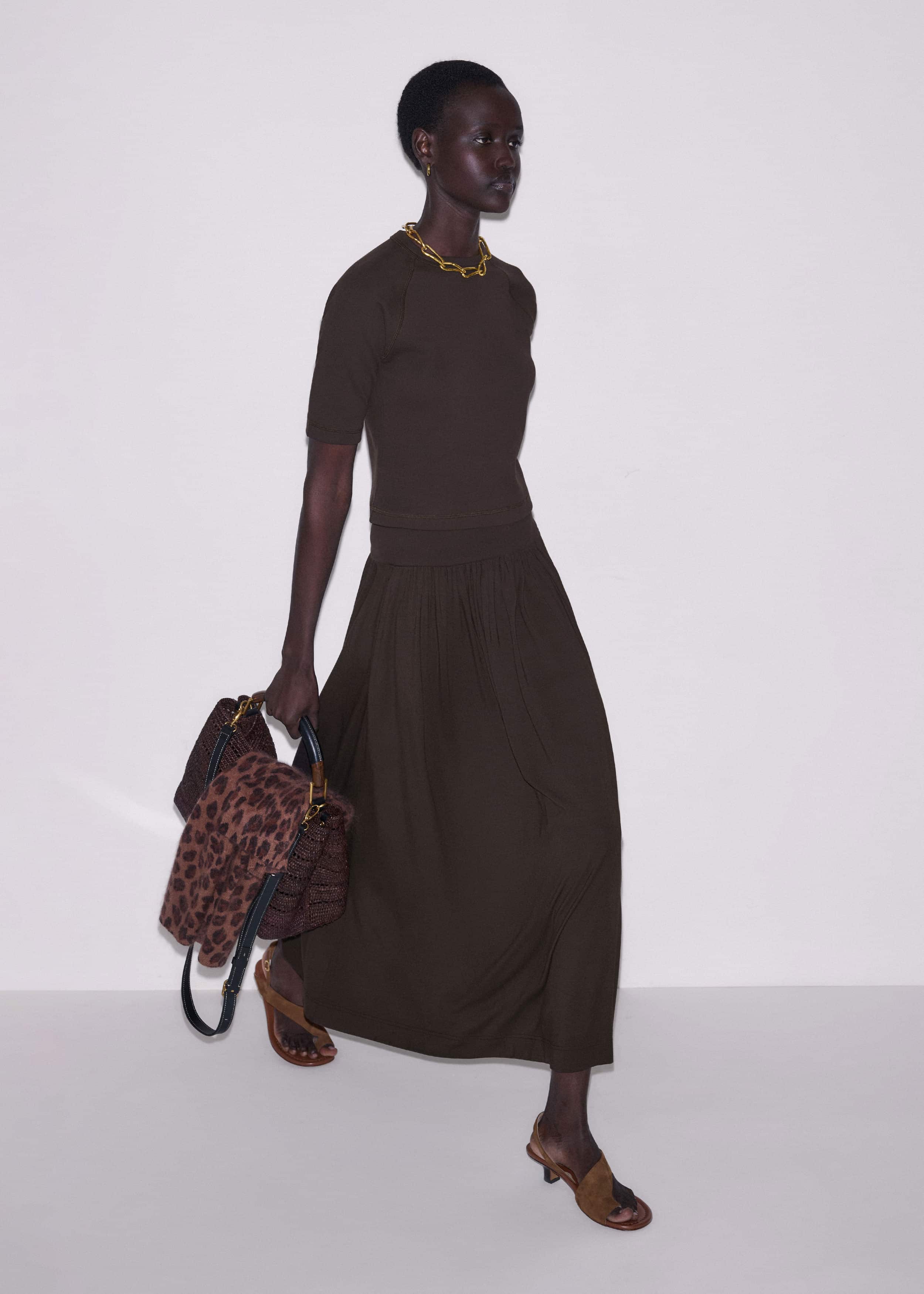 Brown Soft Sculpt Maxi Skirt