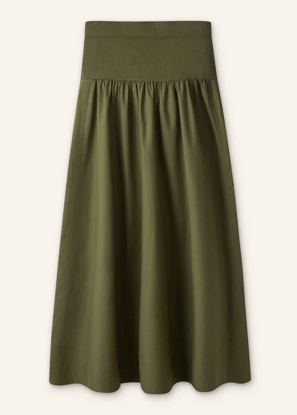 Olive Green Mixed Media Maxi Skirt