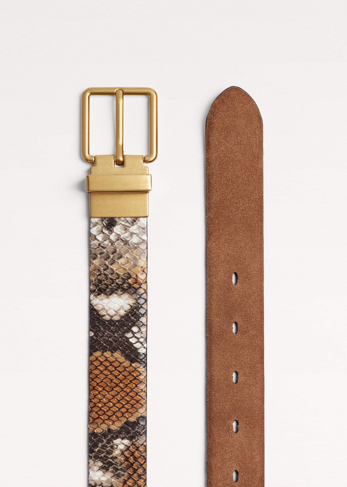 Tan Snake Print Reversible Belt