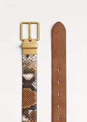 Tan Snake Print Reversible Belt