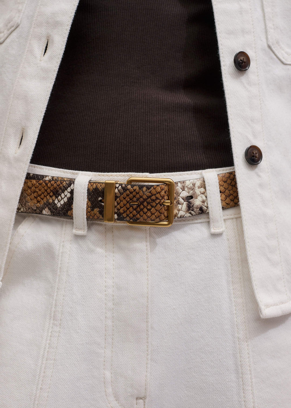 Tan Snake Print Reversible Belt