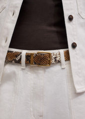 Tan Snake Print Reversible Belt