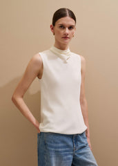 Cream Silk Elevated Cowl Neck Top