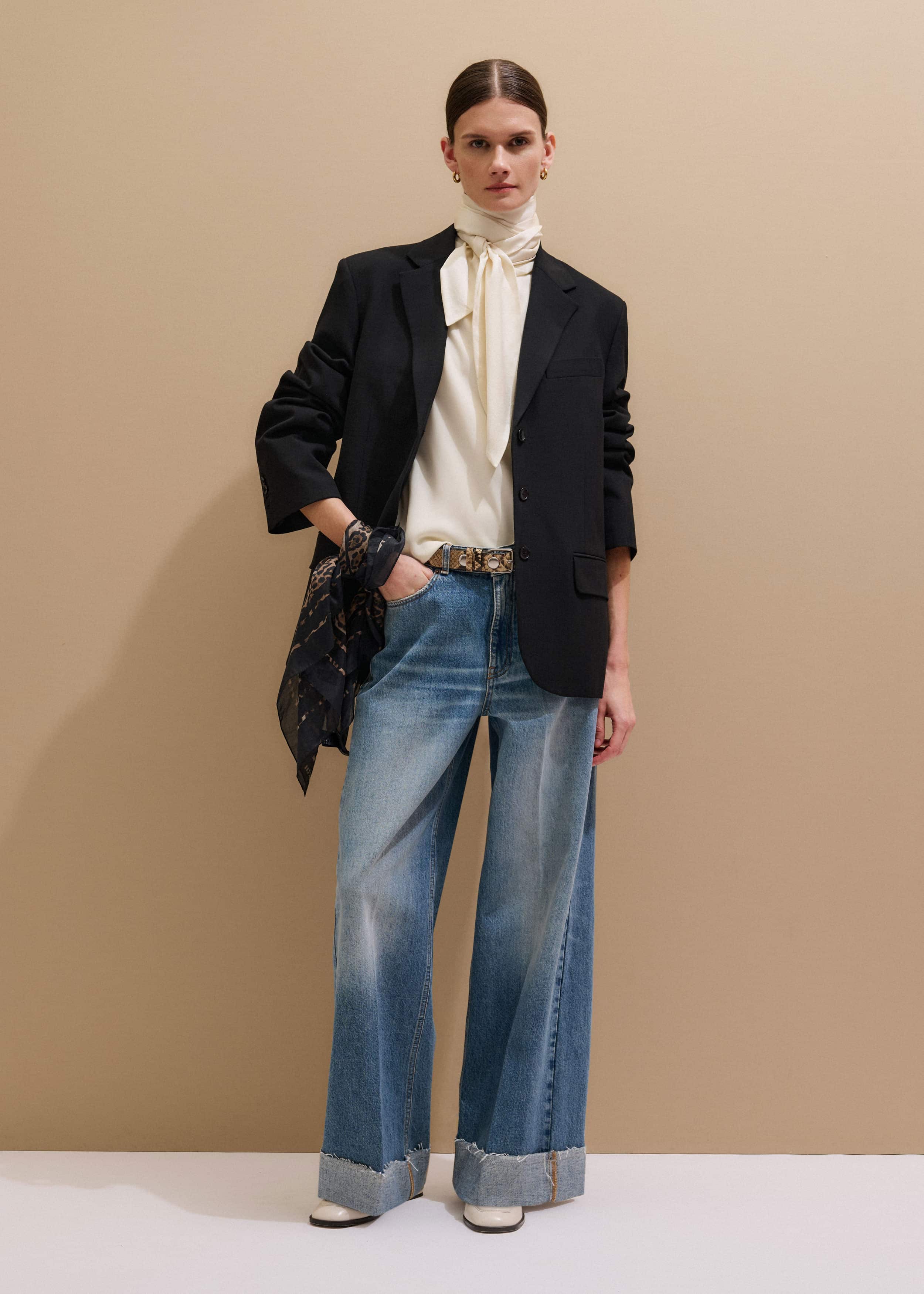 Cream Silk Elevated Cowl Neck Top
