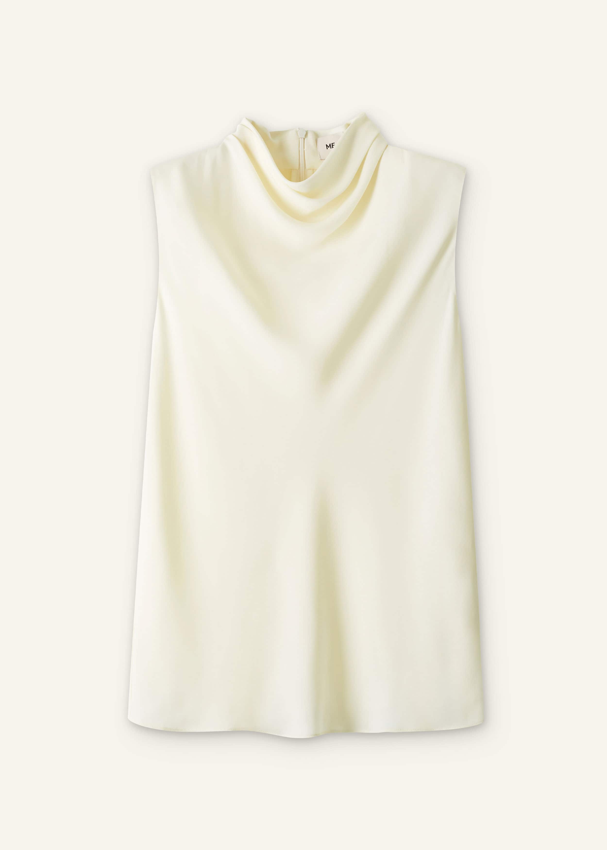 Cream Silk Elevated Cowl Neck Top