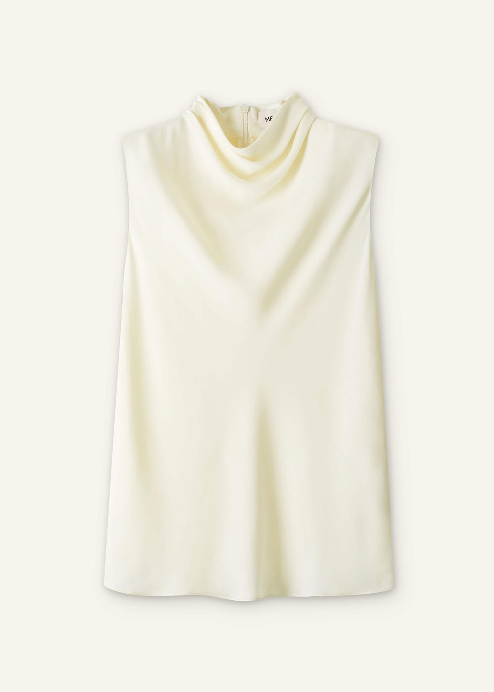 Cream Silk Elevated Cowl Neck Top