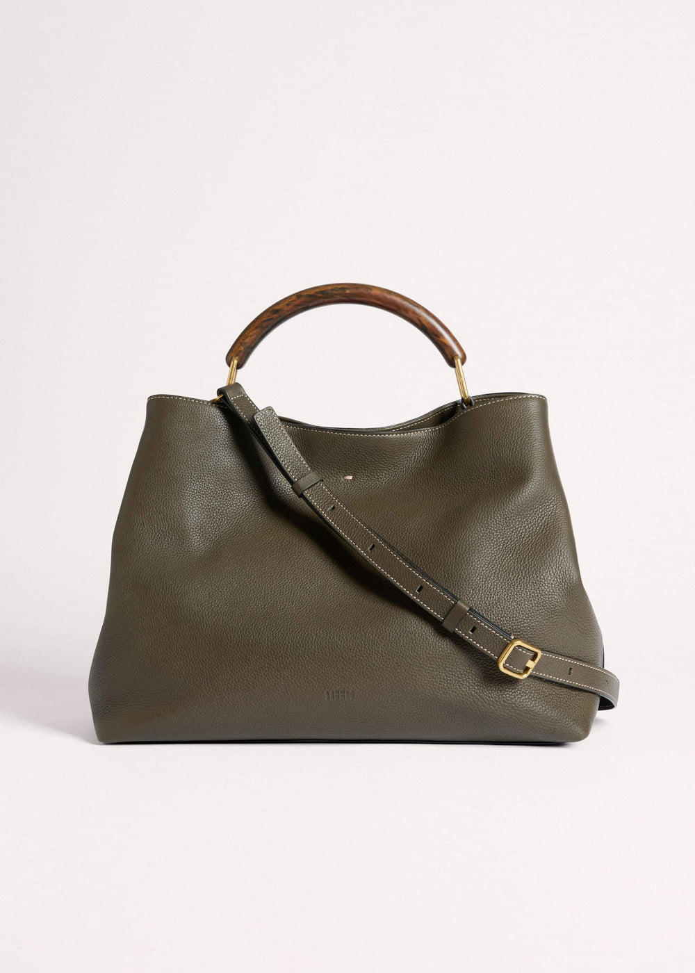 Olive Green Leather Soft Constructed Day Bag