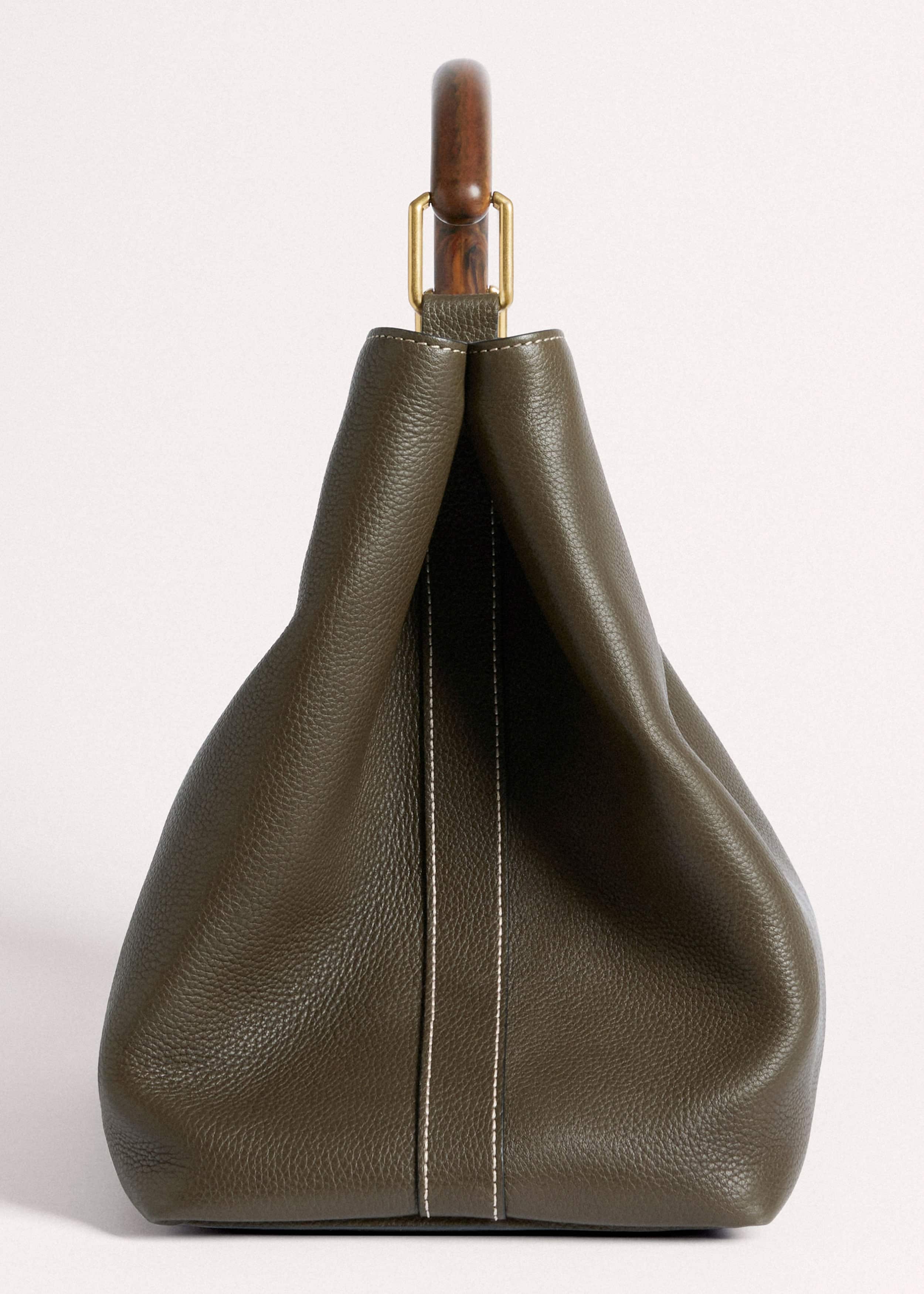 Olive Green Leather Soft Constructed Day Bag