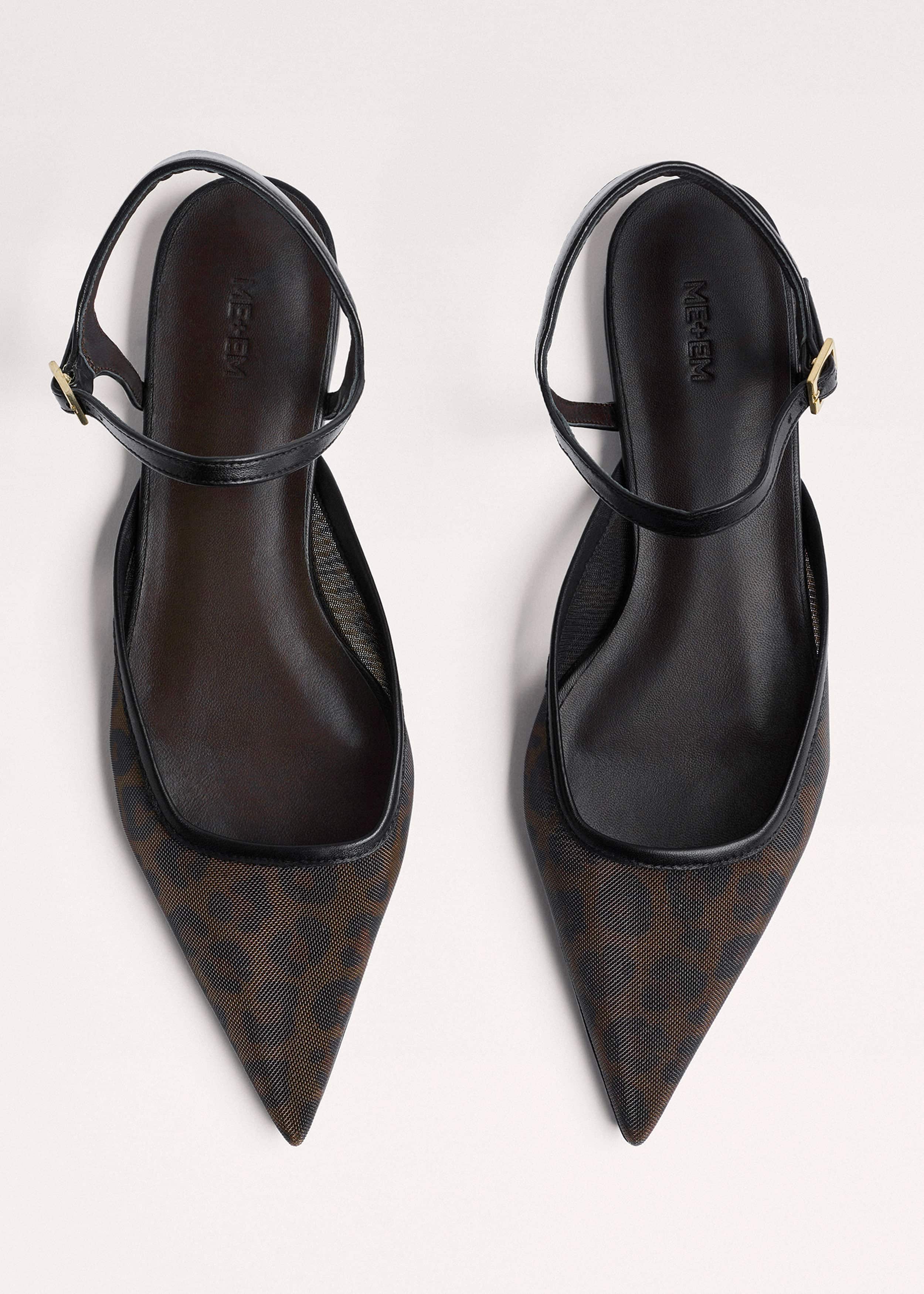 Brown Leopard Print Mesh Point-Toe Flat
