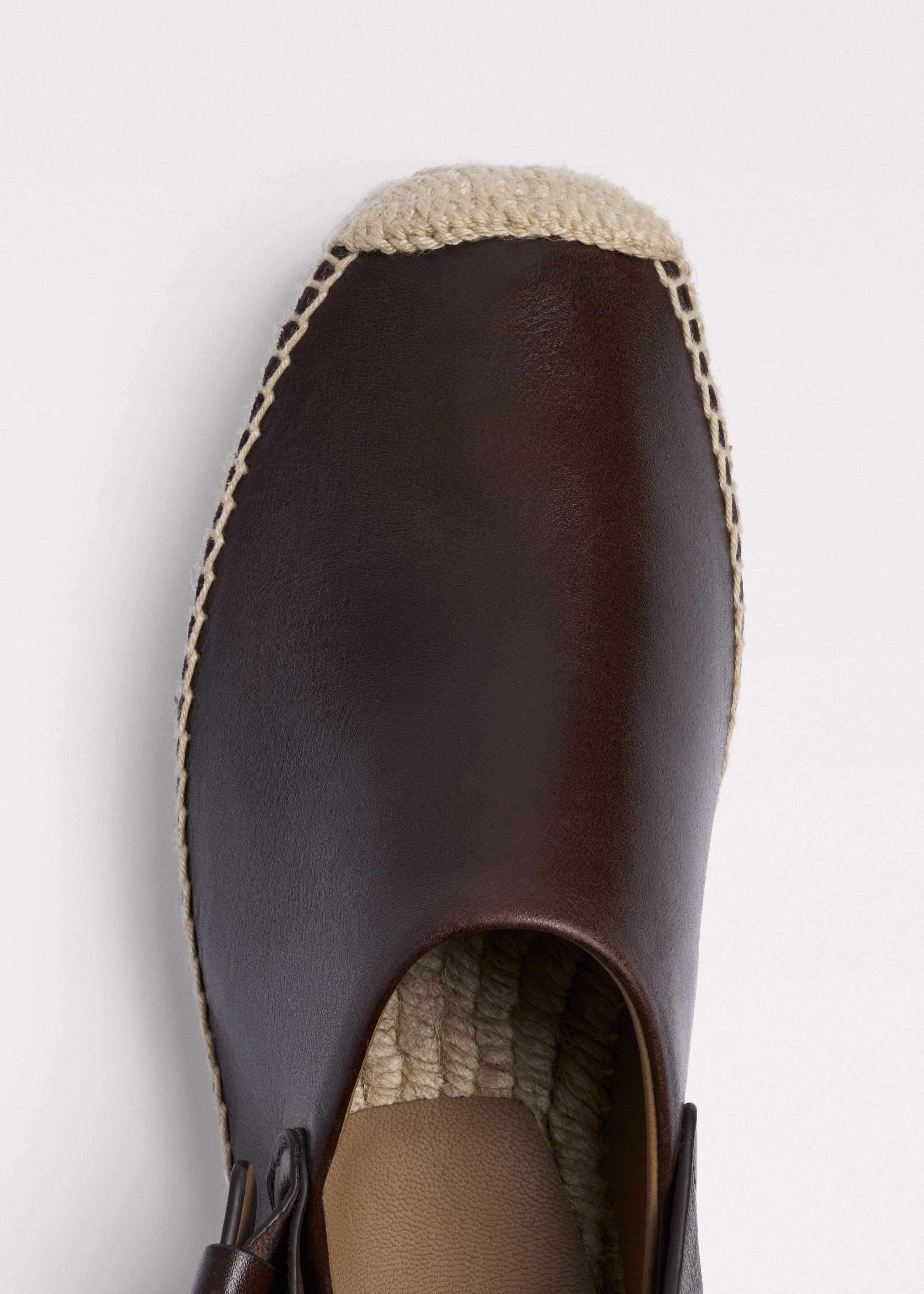 Brown Leather Slingback Espadrille