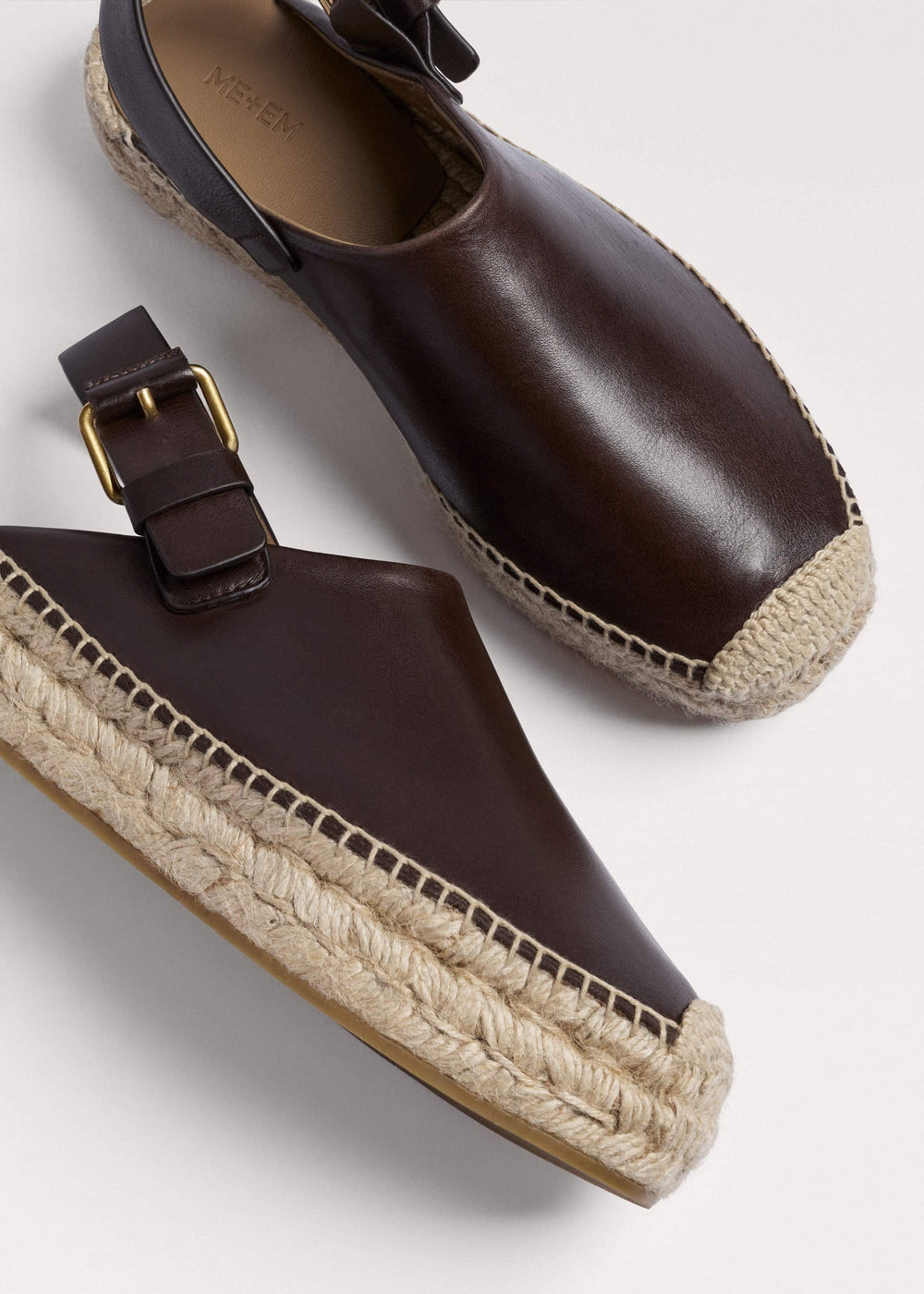 Brown Leather Slingback Espadrille